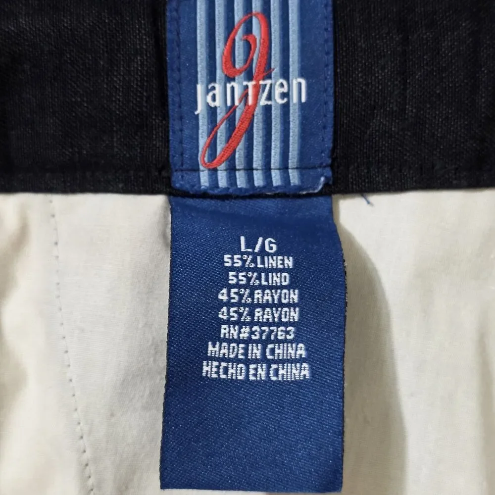Vintage Jantzen Men L Linen Blend Drawstring Pants Black 90 Resort Wear Vacation
